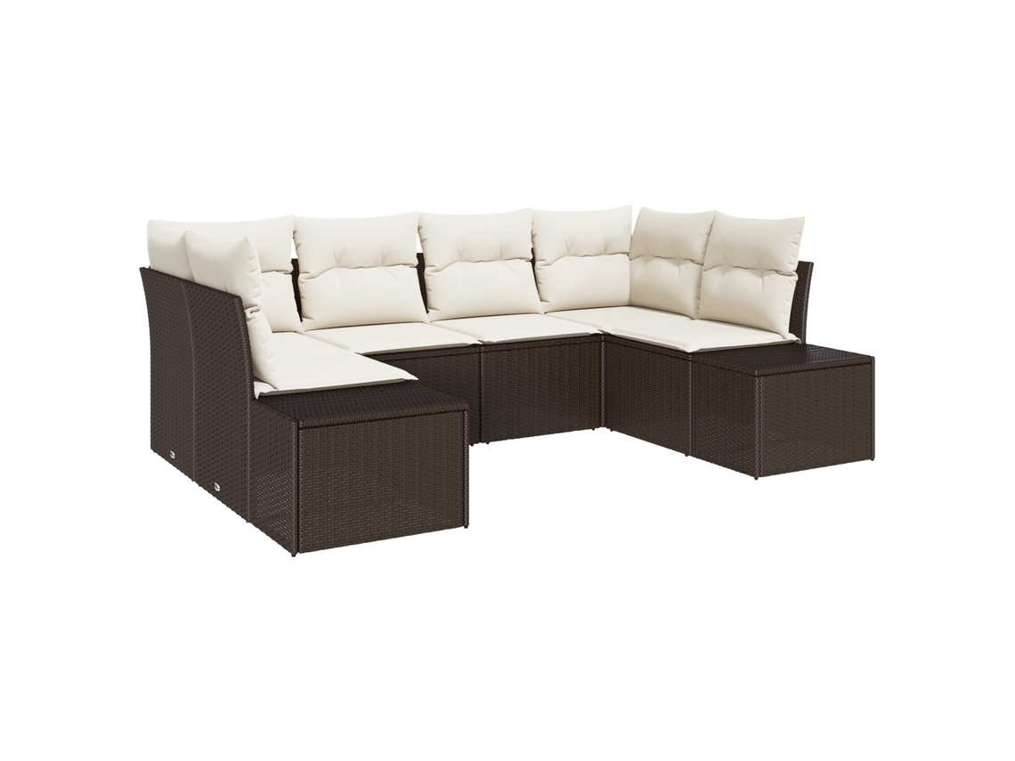 Conjunto 6 Conjunto De Sofá De Jardim Vidaxl Castanho Vime Pe (234 X 154 X 69 Cm)