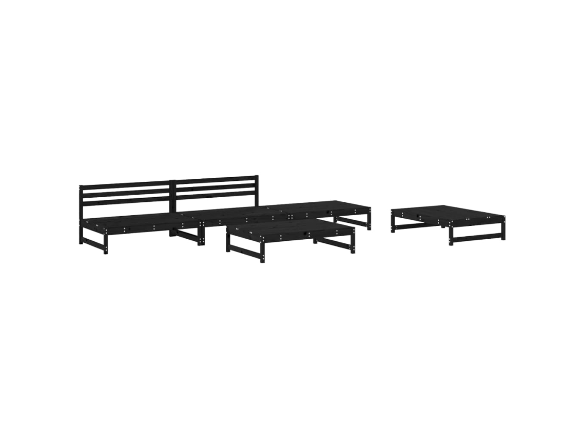 Conjunto de 5 Lounge de Jardim Madeira de Pinho Maciça Preto MAISON EXCLUSIVE (5pcs)