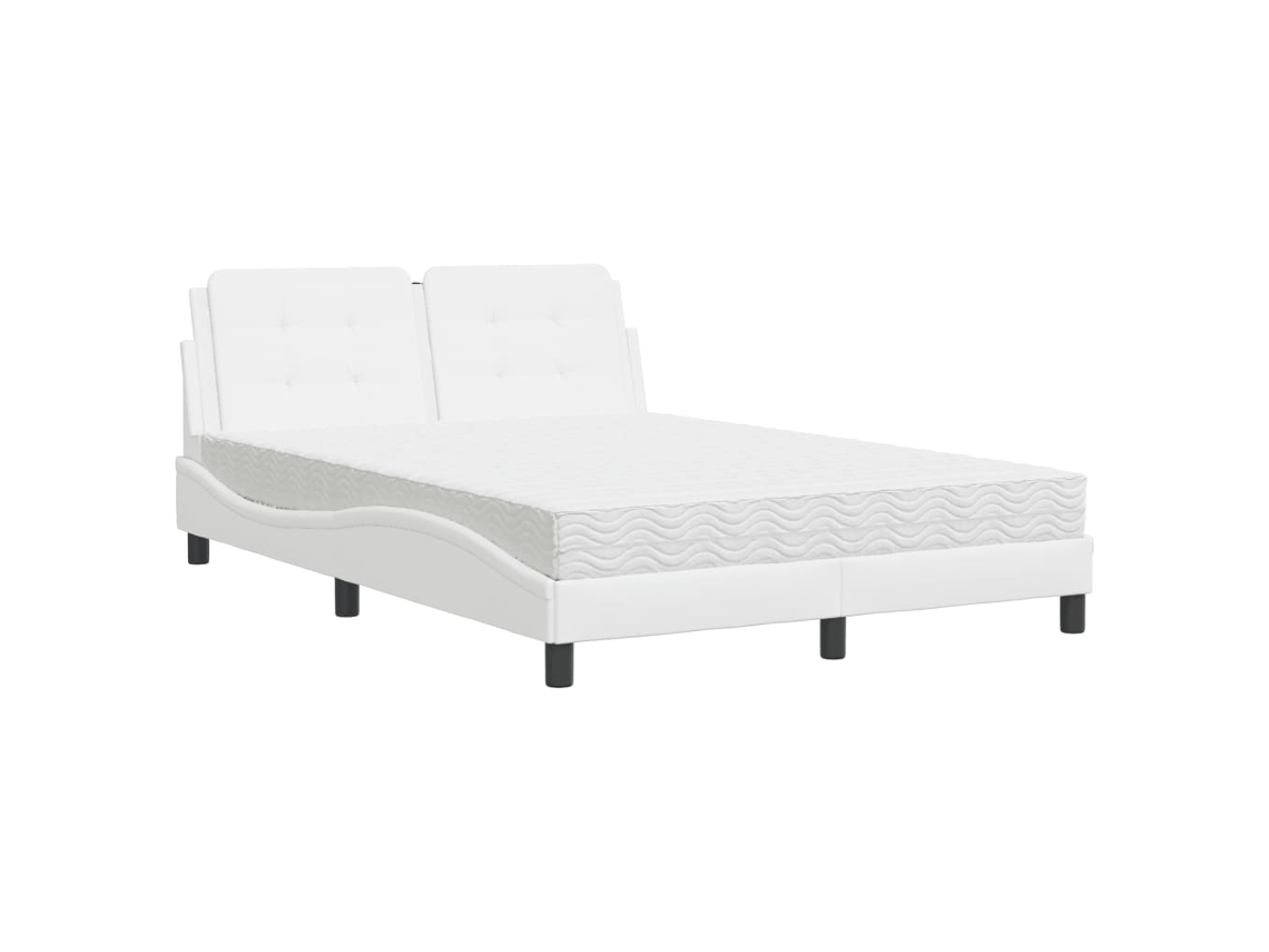 Estrutura de Cama Zadar 140x200cm Couro Artificial Branco MAISON EXCLUSIVE