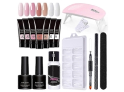 Kit de Unhas em Gel para Construção com Extensão, Formatos Extensíveis, Lâmpada Uv/led, Lixa P Ara Manicure Inicial GOKOCO