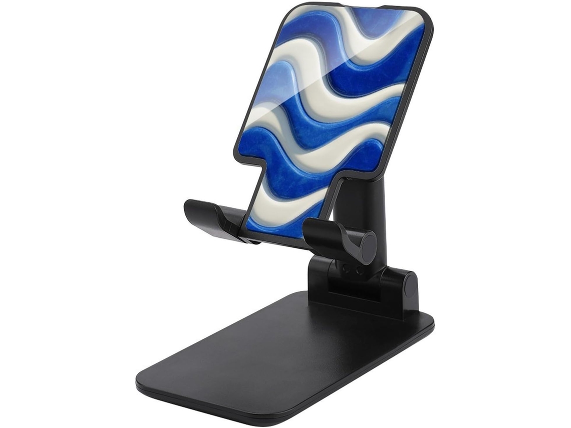 Suporte Dobrável E Ajustável Para Celular Com Estampa De Ondas Azuis Brancas, Ideal Para Escritório