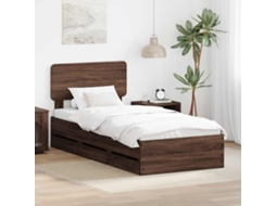 Vidaxl Estrutura Da Cama Com Gaveta Carvalho Castanho 100 X 200 Cm