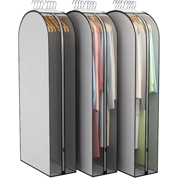 Conjunto De 3 Capas Protetoras Com Zíper Para Roupas, Ideais Para Guardar No Armário, Medindo 50 Polegadas X 50 Polegadas.