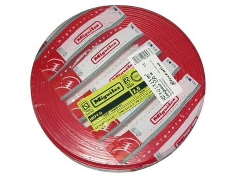 Cabo Rígido Ho7vu Electraline 1x2,5 Mm² Comprimento 100 M Cor Vermelha Condutor Único