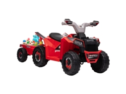 Quadriciclo Elétrico com 6v Infantil com Reboque e Velocidade 2,5 Km/h na Cor Vermelho VOLTEDGE