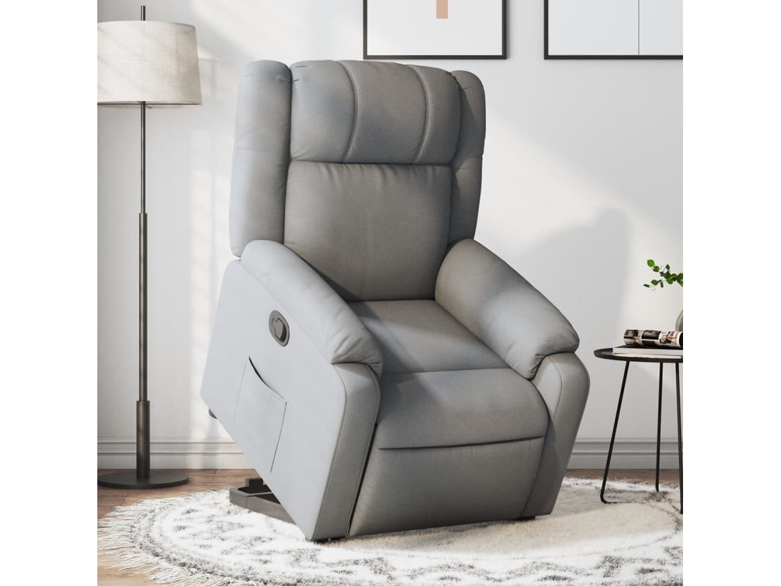 Vidaxl Poltrona Reclinável Elevatória Tecido Cinzento-claro
