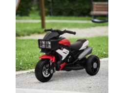 Moto Elétrica Para Crianças 3-5 Anos (máx. 25kg) Com 3 Rodas, Luzes E Sons, Bateria 6v, Vermelho, 86x42x52cm