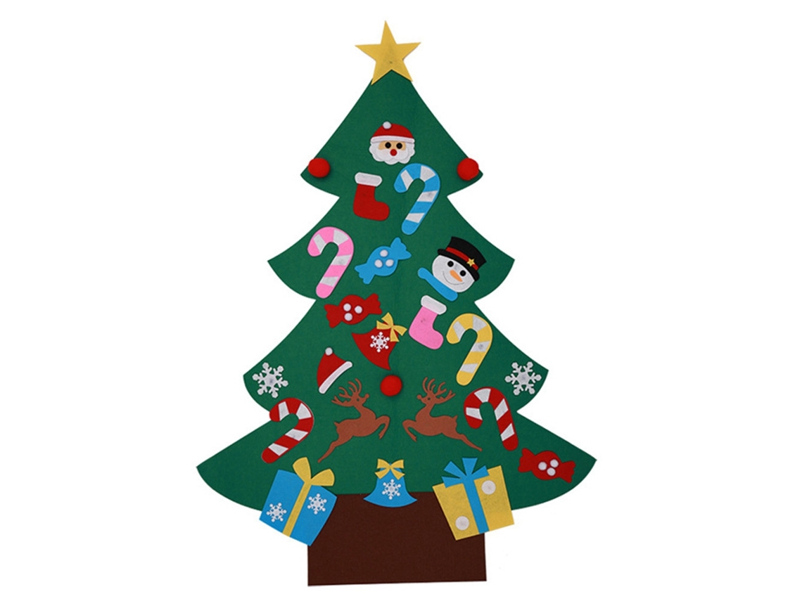 Laxiscreed Árvore De Natal De Feltro Para Diy Kids Com Enfeites – Decoração De Parede Natal