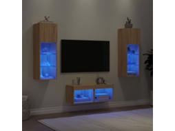 Vidaxl 4 Pcs Móveis De Parede Para Tv Com Luzes Led Carvalho Sonoma