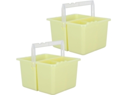 Baldes, 2 Peças, Plástico, Escovas, Lavagem, Amarelo, Alça Portátil, Armazenamento