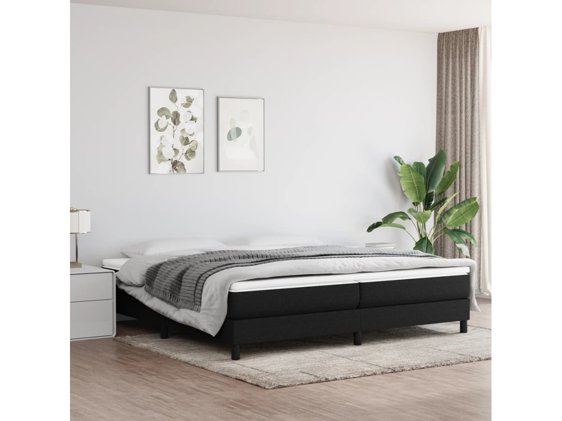 Vidaxl Cama Com Molas/colchão 200x200 Cm Tecido Preto
