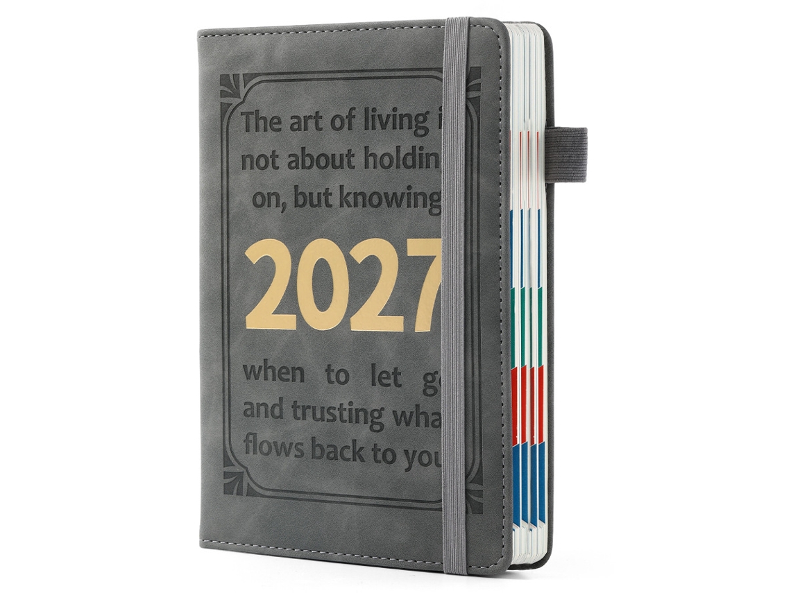 Agenda 2027, Caderno A5, Livro De Planificação Diária E Semanal Cinza Panoona