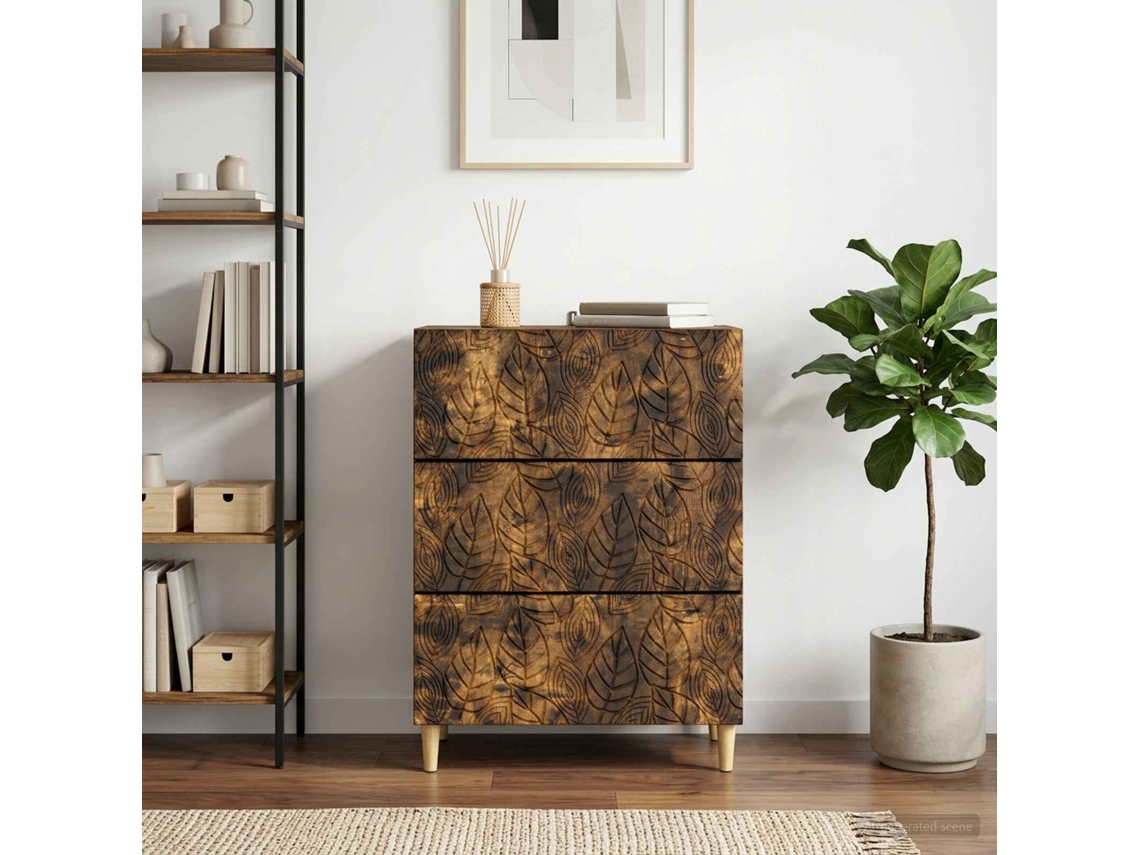 Vidaxl Gabinete De Gavetas Carvalho Fumado 66 X 34,5 X 90 Cm