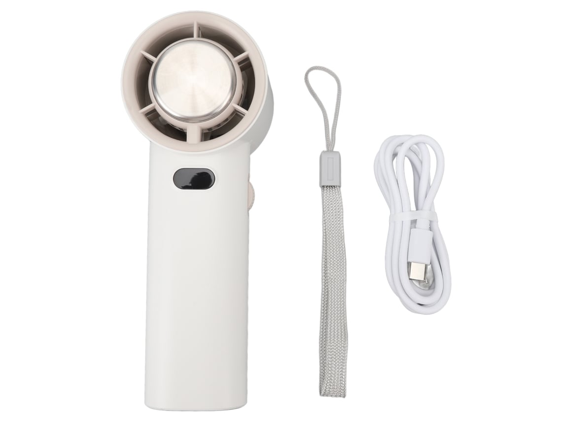 Ventilador Portátil de Resfriamento com Compressão de Gelo, Display Tela, Carregamento USB, Branco
