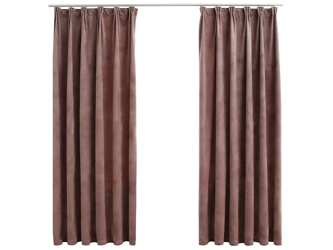 Maison Exclusive - Cortinas Blackout C/ Ganchos 2 Pcs 140x175cm Veludo Rosa Antigo
