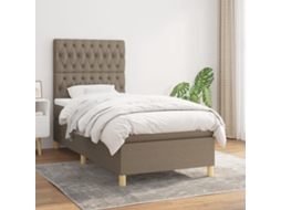 Vidaxl Cama Com Molas/colchão 90x200 Cm Tecido Castanho-acinzentado