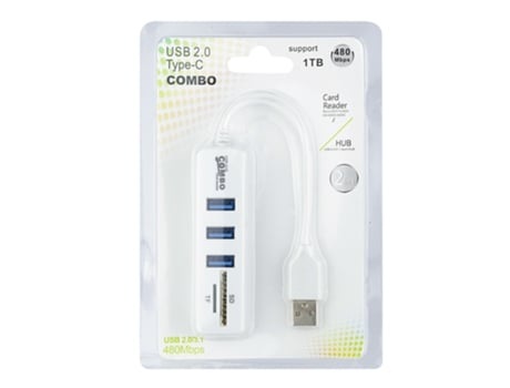 Leitor de Cartões Usb 5 em 1 Combo Cr5 Branco