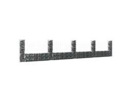 Vidaxl Cesto Gabião Em Forma De U C/ 5 Postes 500x20x100 Cm Ferro