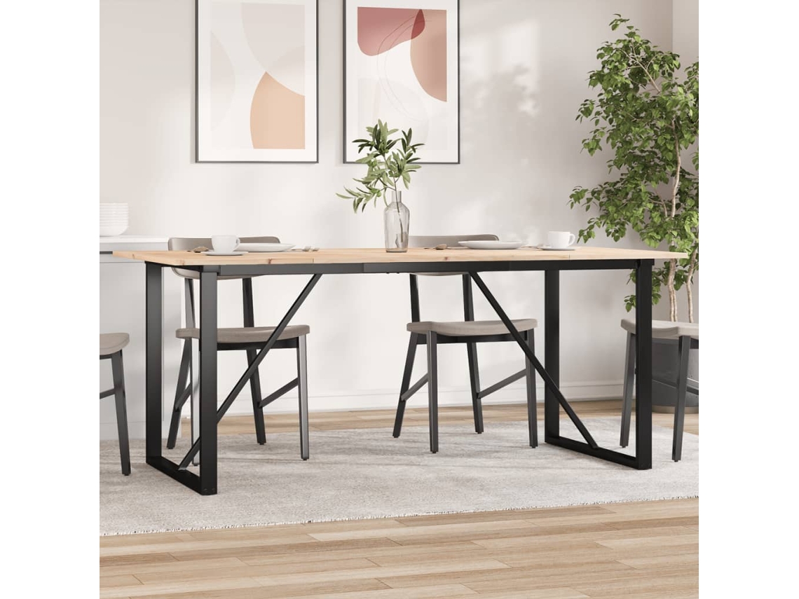 Vidaxl Mesa De Jantar Estrutura Em O 180x90x75cm Pinho E Aço