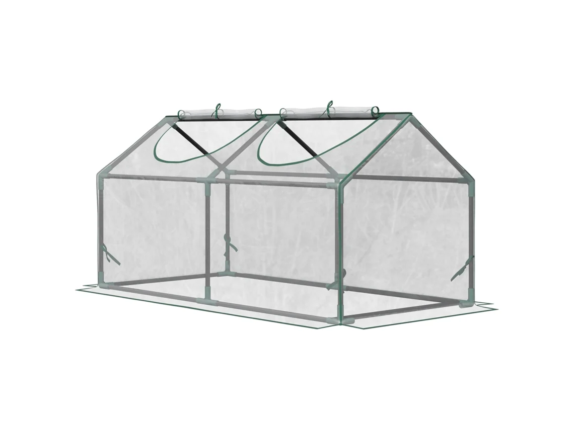 Estufa de Jardim Cobertura em tecido de aço e PVC cor Transparente 119x60x60 cm OUTSUNNY
