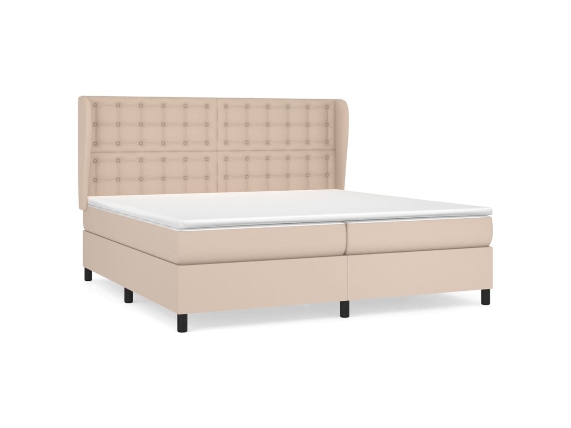 Cama com Molas e Colchão 200x200 cm Couro Artificial Cappuccino MAISON EXCLUSIVE