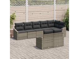 Vidaxl Conjunto De Sofás Com Almofada 8 Pcs Cinzeto Vime Pe