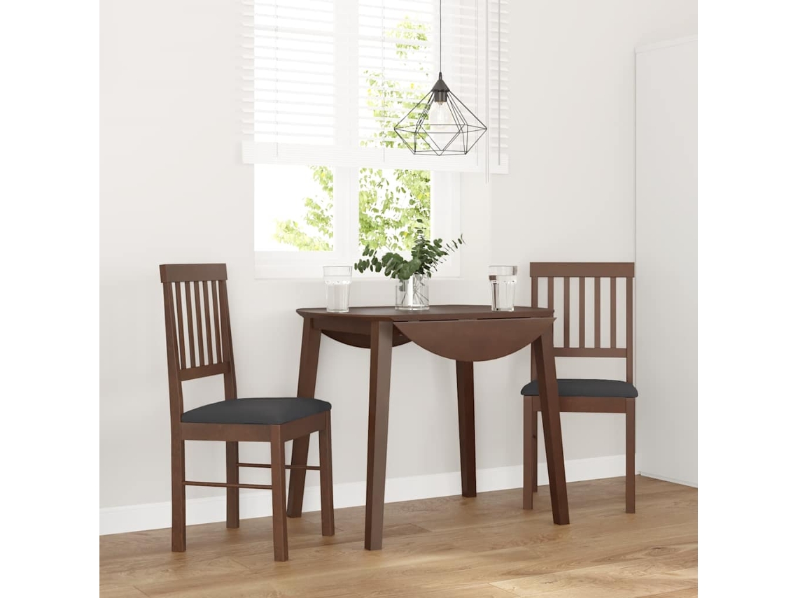 Vidaxl Cadeiras De Jantar Com Almofadões 2 Pcs Madeira Maciça Castanho