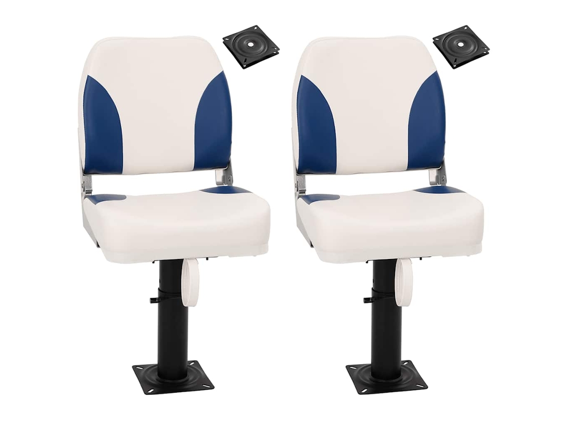 Vidaxl Assentos De Barco 2 Pcs C/ Pedestais Ajustáveis E Rotação 360°