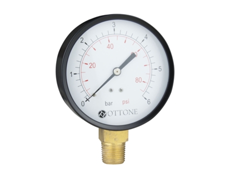 Manómetro de Pressão de 100mm e 10 Bar para Ar Óleo Água, Entrada Lateral 1/2 Bspt