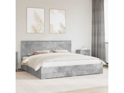 Vidaxl Estrutura Da Cama Cinzento 200 X 200 Cm Derivados De Madeira