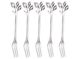 5 Peças Faca E Garfo Inox Forma De Folha Elegante Prata 12x1.2cm