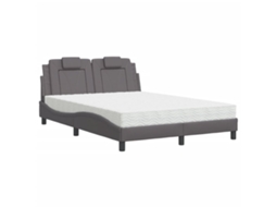 Cama Viana com Colchão 120x200 Cm Couro Artificial Cinzento MAISON EXCLUSIVE