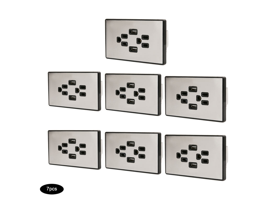 Laxiscreed Painel De Aço Inoxidável Com Tomada Us 125v 15a E Porta Usb Para Carregamento Eficiente