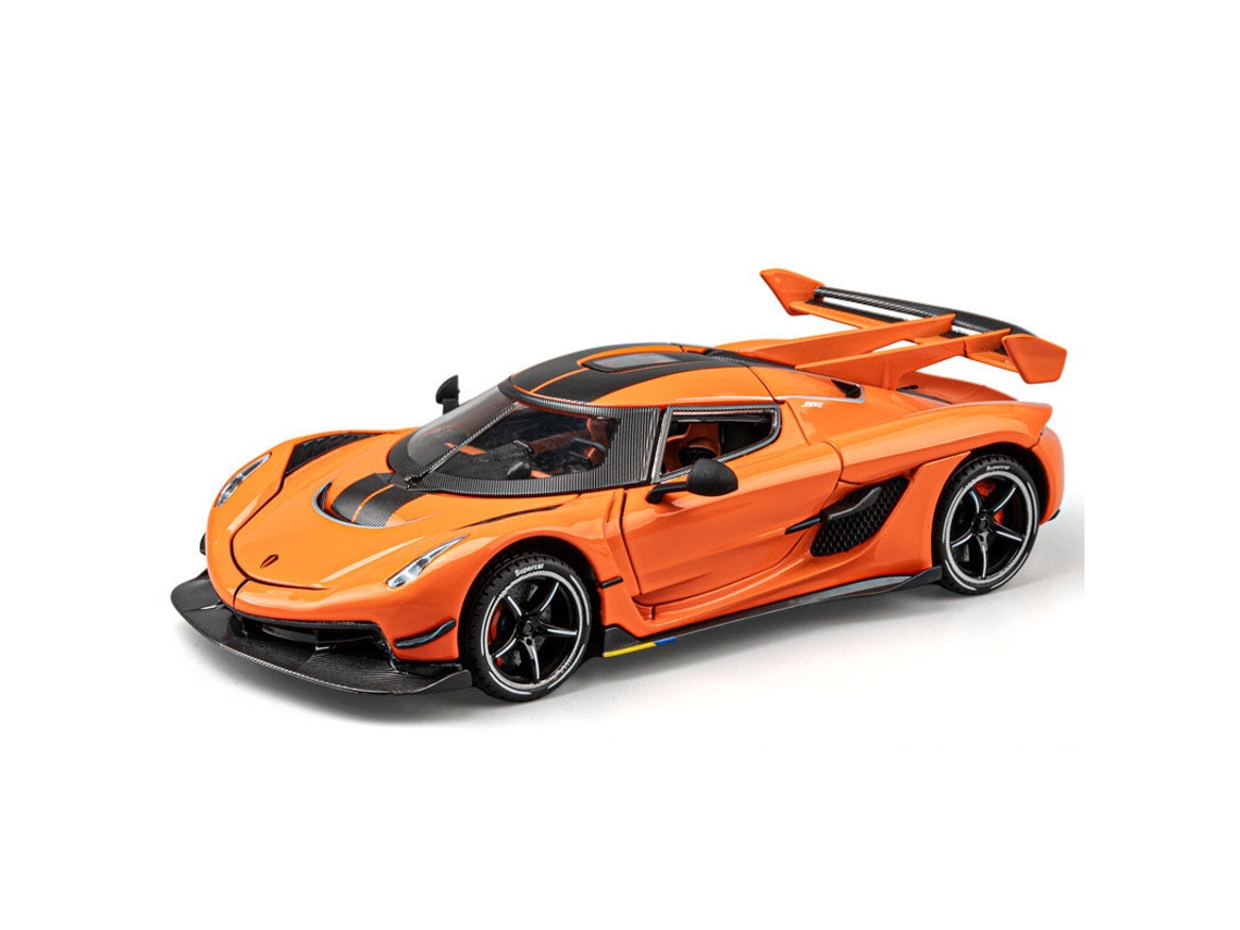 Miniatura de Carro Esportivo em Metal, Escala 1:24, com Função de Fricção, Portas Que Abrem e Rodas de Liga Leve. MDUG (laranja)