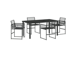 Conjunto 5 De Jantar De Jardim Vidaxl Rattan Poliéster Preto