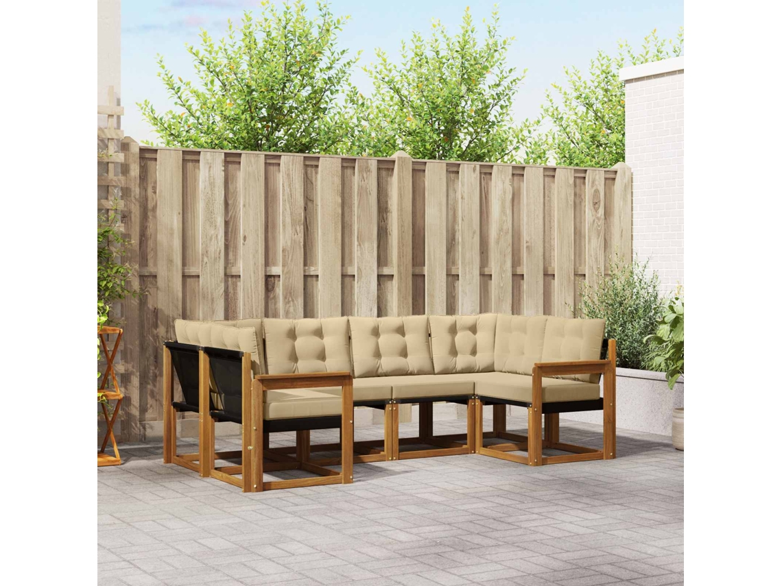Vidaxl Conjunto De Sofás Para Exterior 6 Unid. Natural E Bege