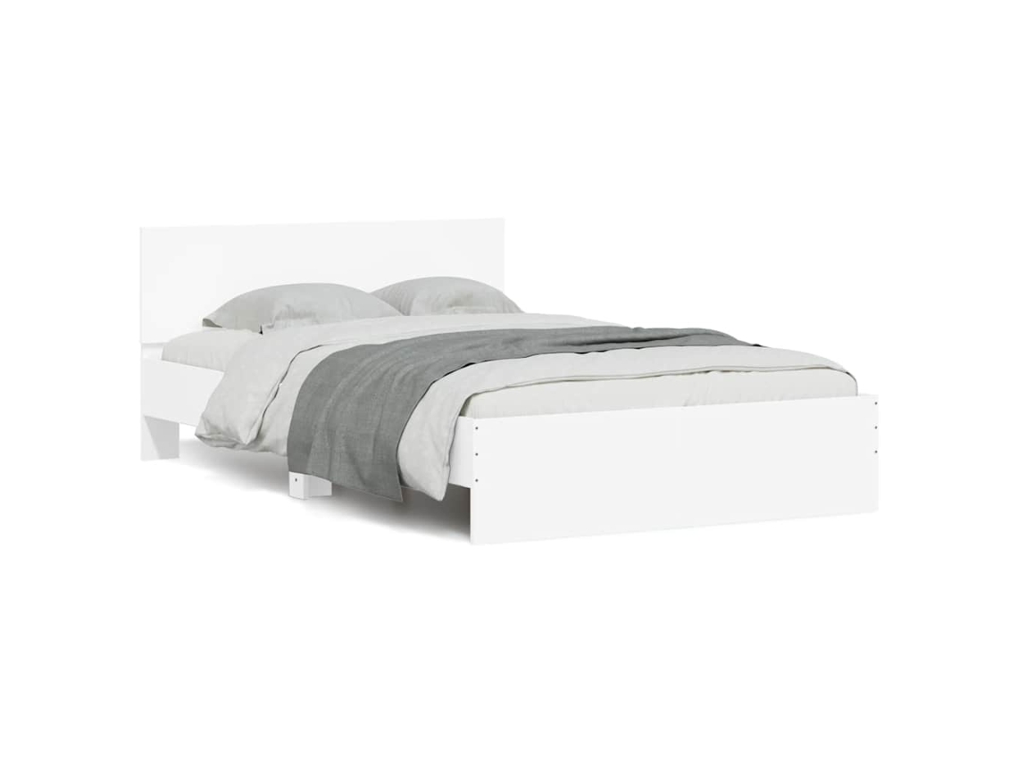 Vidaxl Estrutura De Cama Com Cabeceira E Luzes Led 120x200 Cm Branco