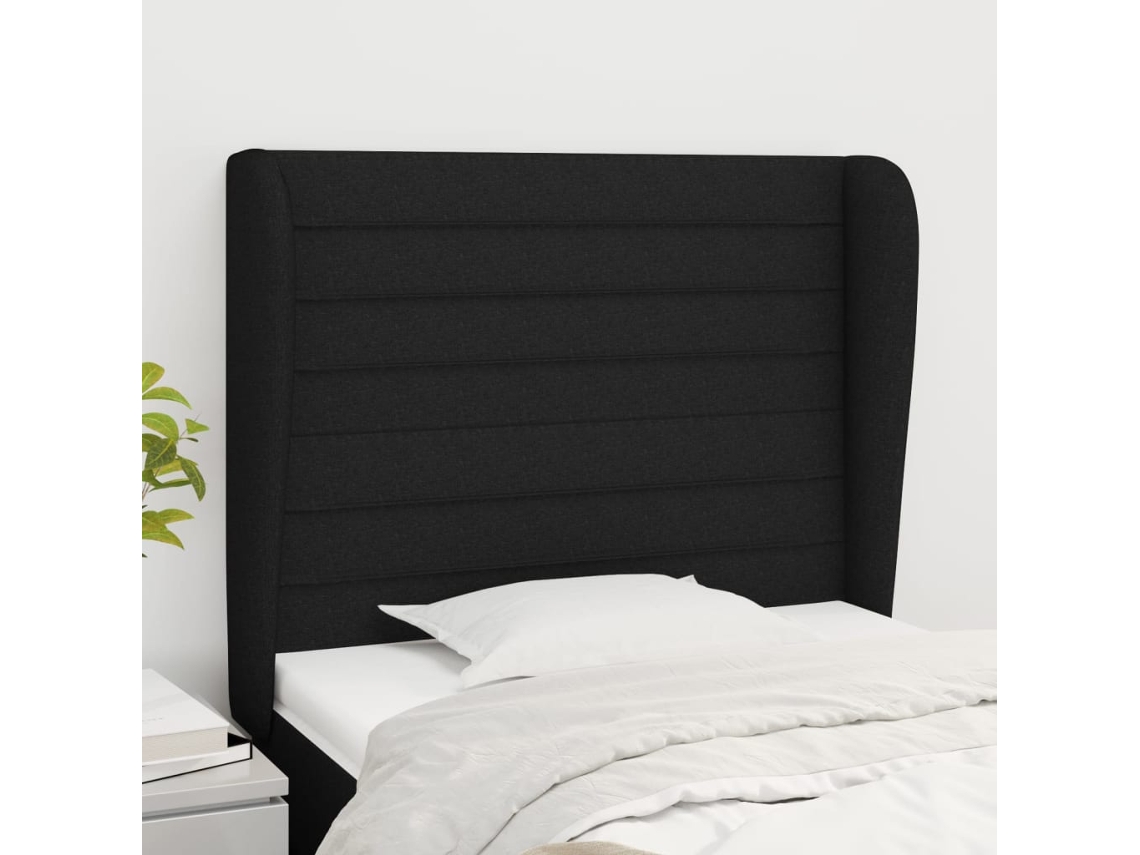 Cabecero con Alas de Tela 83x23x118/128 Cm Negro