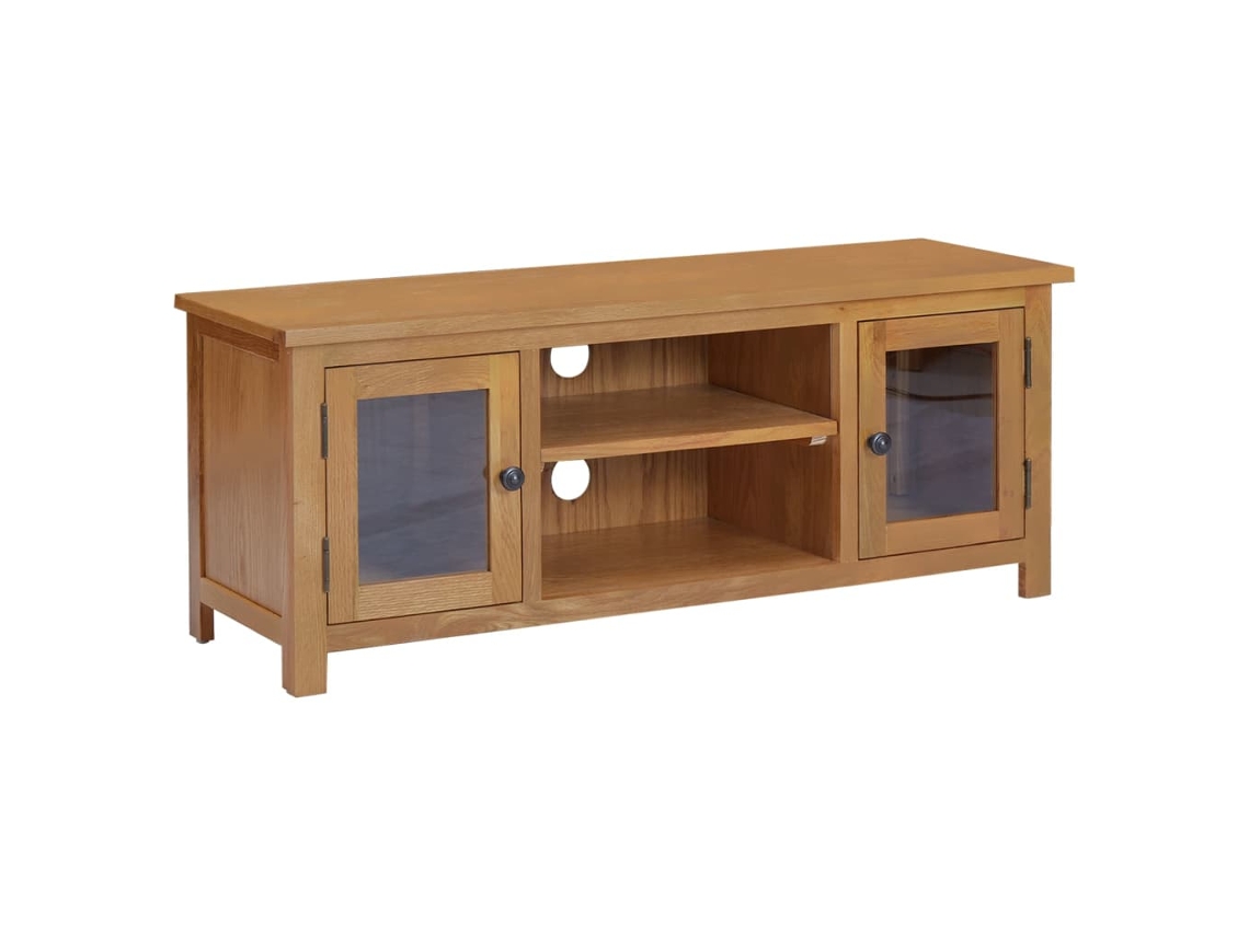 Vidaxl Móvel De Tv 110x35x44 Cm Madeira De Carvalho Maciça