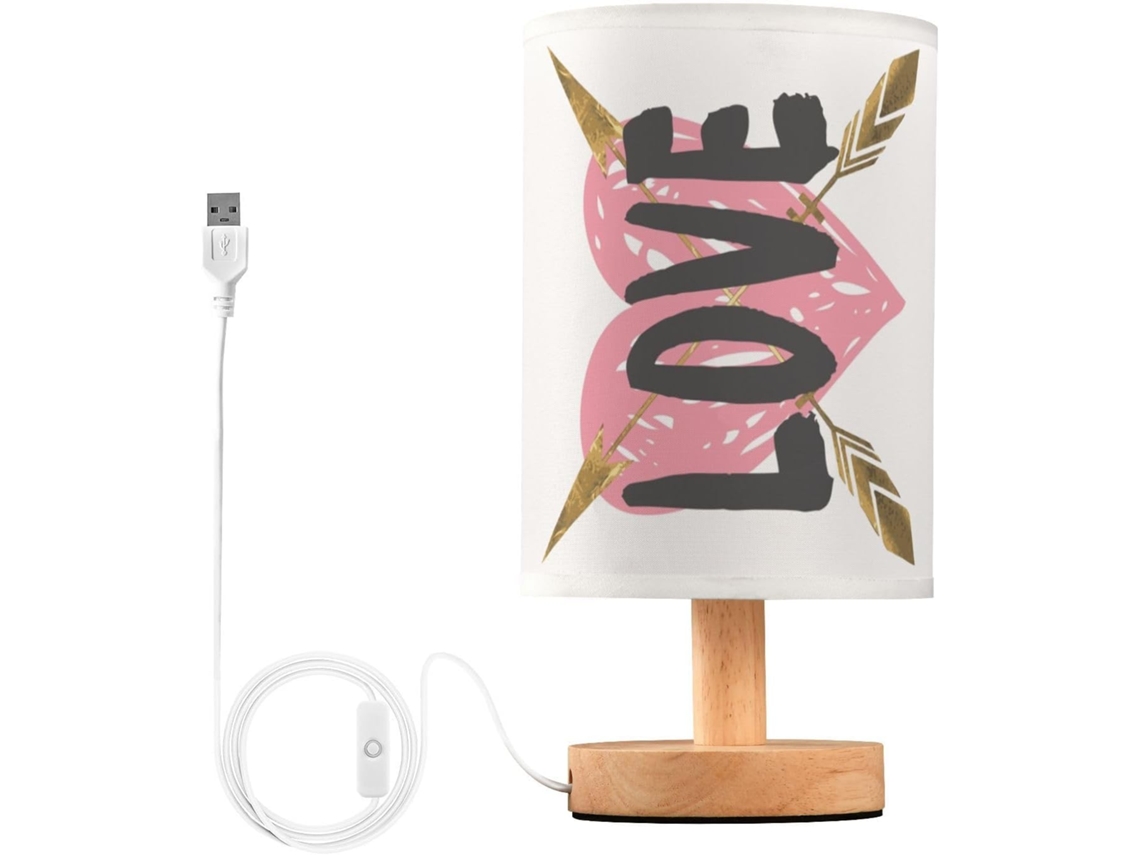 Luminária de mesa infantil com suporte para carregamento USB, modelo Happy Day Two Namorados, 65 cm, para estudo.
