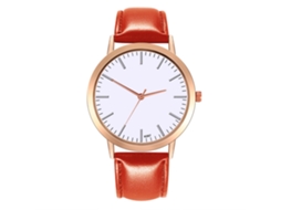 Relógio masculino moderno com pulseira de couro decorada e movimento de quartzo (vermelho)