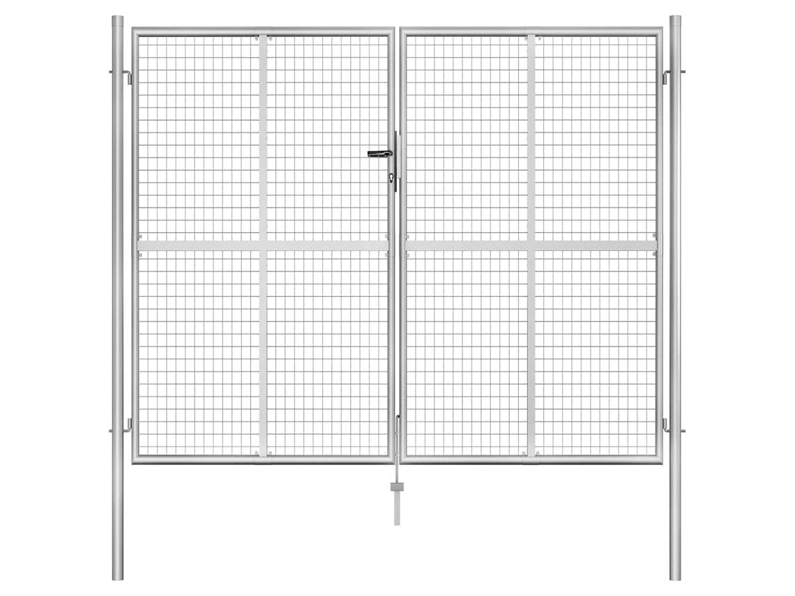 Vidaxl Portão De Jardim Em Aço Galvanizado 306x200 Cm Cor Prata