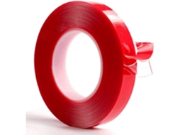 Cinta dupla face de acrílico forte para tiras LED 220V até 14mm, resistente ao calor, PET, 5m x 12mm x 1mm | S/MARCA
