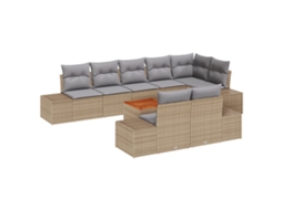 Conjunto 9 Conjunto De Sofás Para Exterior Vidaxl Bege Vime Pe (55 X 55 X 37 Cm)