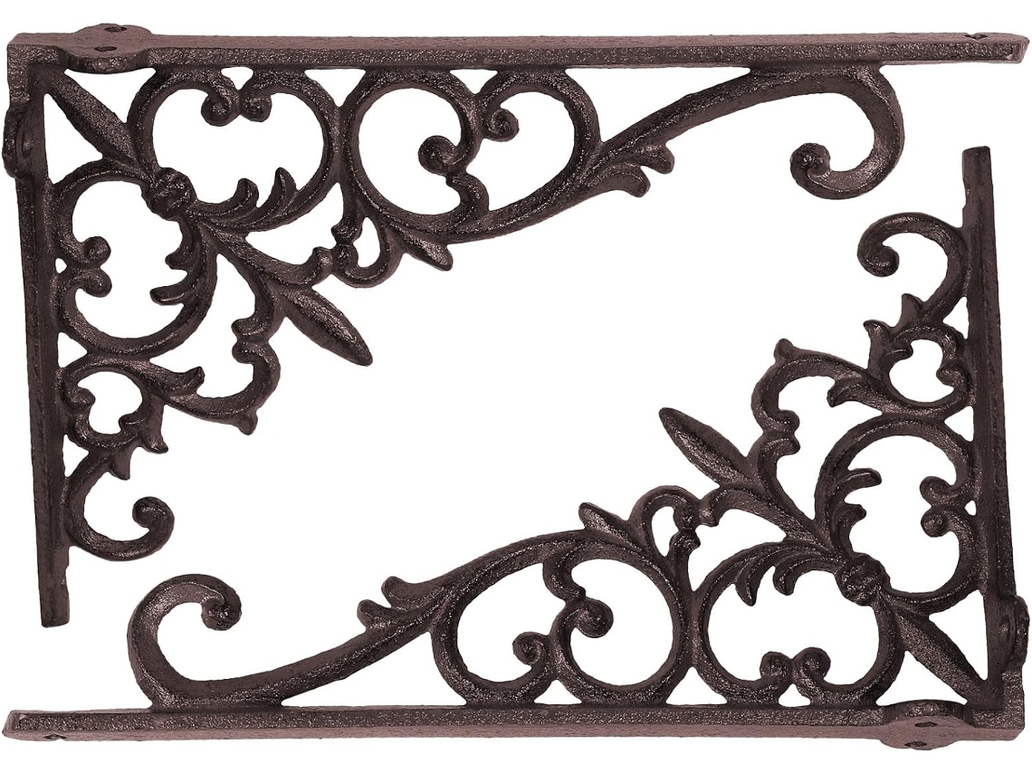 Conjunto De 2 Suportes De Parede Decorativos Pretos E Resistentes Para Prateleira, Em Ângulo Reto.