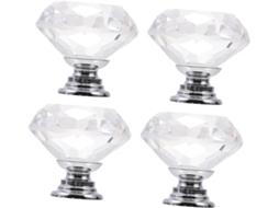 Conjunto De 4 Puxadores Cristal Para Armários, Gavetas E Guarda Roupas, Com Furo Único, 30mm De Diâmetro, Ideais Para