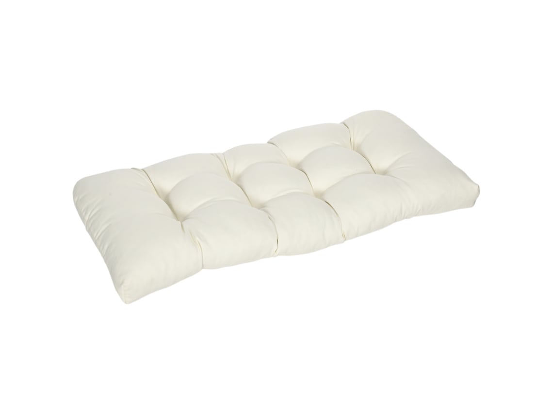 Almofada para Bancos Poliéster 200g/m² e Algodão PP Cor Creme Branco 110x48x8cm Outsunny