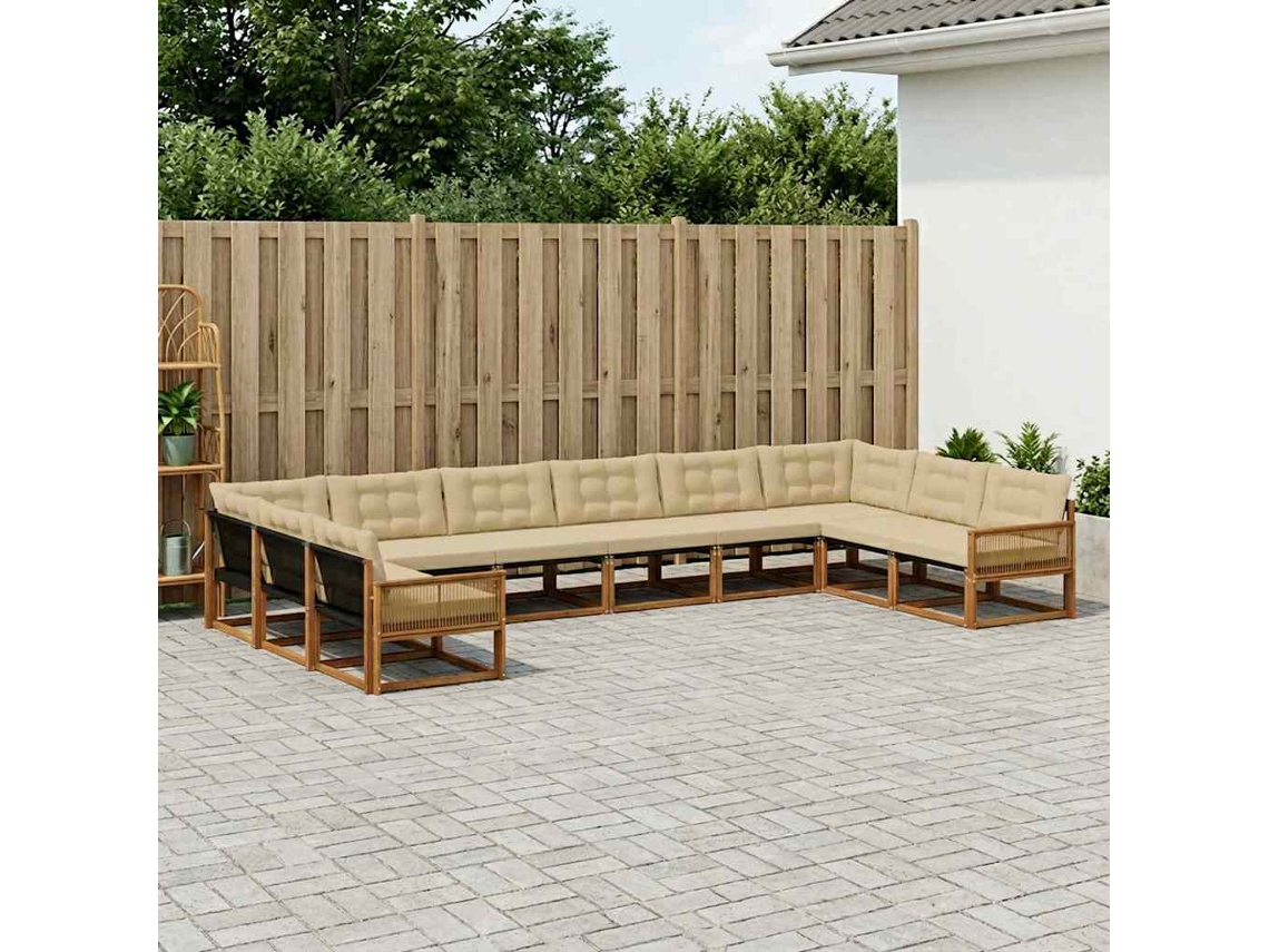 Vidaxl Conjunto De Sofás Para Exterior 10 Unid. Natural E Bege