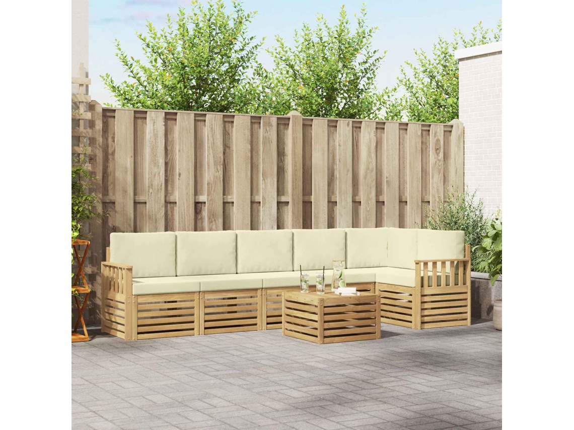 Vidaxl Conjunto De Sofás Para Exterior 7 Pcs Branco E Creme