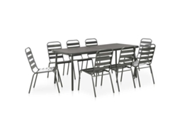 Vidaxl 9 Pcs Conjunto De Jantar Jardim Aço Cinzento-escuro